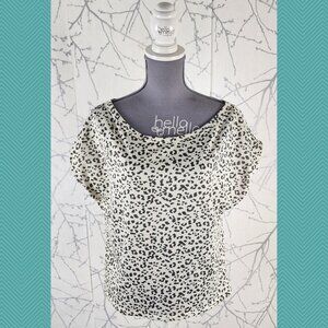 Drew Beige Leopard Print Round Neck Loose Fit Top
